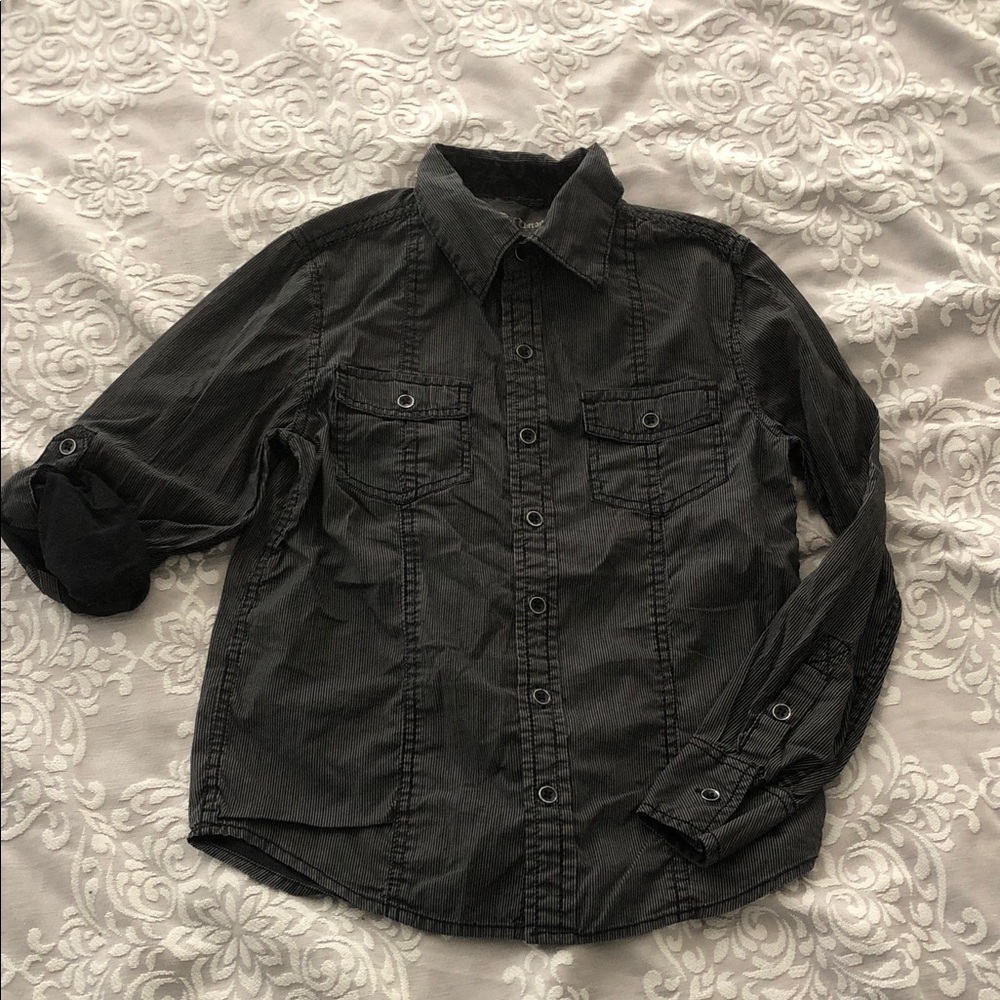 Epic Threads boys Black Long-Sleeve Button-Down Shirt